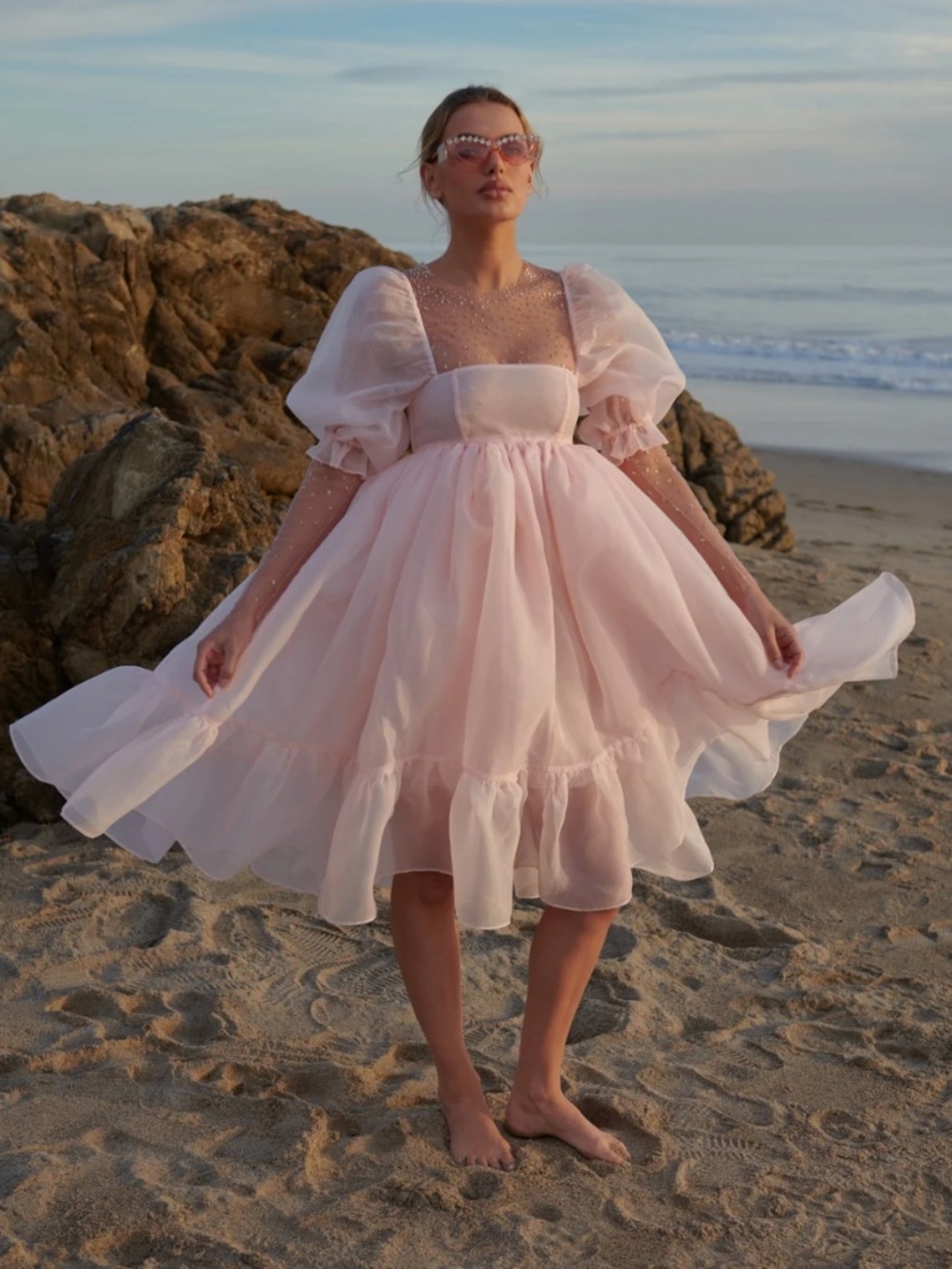 Selkie French Puff The Peach Skin Midi Dress 1X